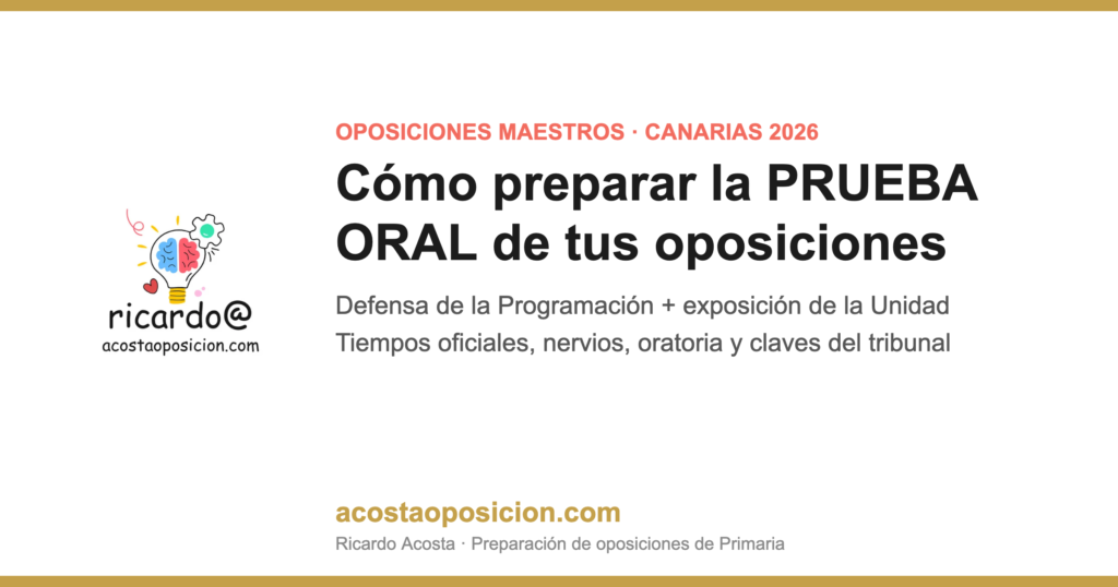 Guía para preparar la prueba oral de las oposiciones de Maestros en Canarias 2026