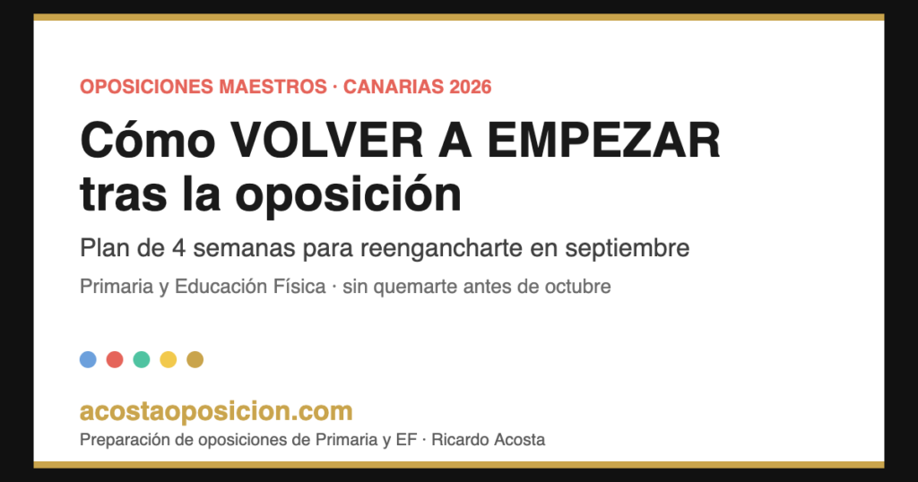 Portada: cómo volver a empezar tras la oposición 2026 en Canarias, plan de 4 semanas para septiembre